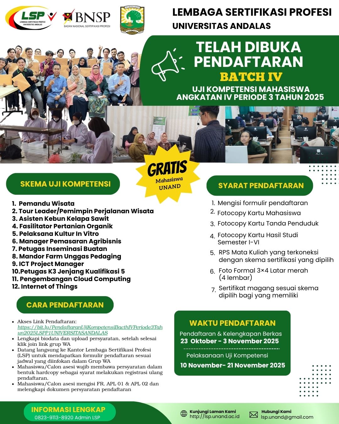 PEMBUKAAN PENDAFTARAN UJI KOMPETENSI BACTH IV PERIODE 3 TAHUN 2025